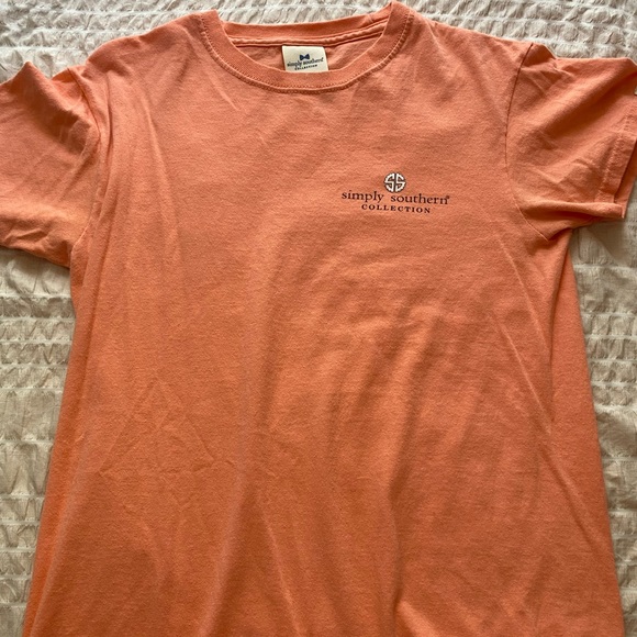 T-shirt Fille Simply Southern Collection, Pêche, Taille L, 100% Coton